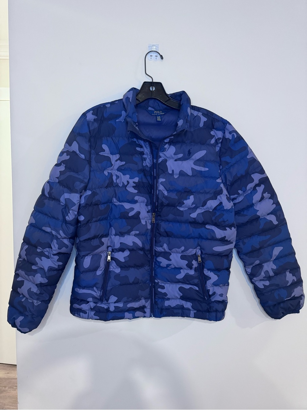 Polo Ralph Lauren Kids XL 18-20 Blue Camo Down Puffer Jacket / Fits Adult XS S